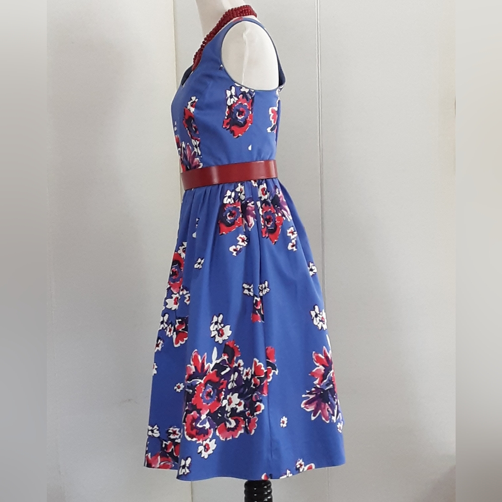 DONNA MOGAN Pin-Up Moonlit Garden Cotton Fit Flare Dress Sz 10 - Picture 3 of 10